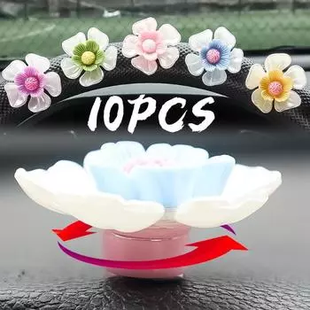 Украшения для автомобиля в виде ракушки, зеркало заднего вида на приборной панели автомобиля, вращающиеся цветы, украшения из смолы, декоративные аксессуары для салона автомобиля