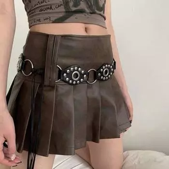 Украшения для брюк, сращивание колец, пояс, джинсы, декор, ПУ, пояса, Y2K, полый пояс, универсальный Style C