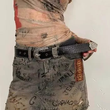 Украшения для брюк Y2K Широкий пояс для джинсов Декор из искусственной кожи Пояса в стиле ретро Вечеринка