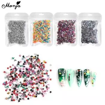 Украшения для дизайна ногтей Monja, блестящие кристаллы и бриллианты, микс AB Macarons, звезды, круглые стразы, 3D ювелирные изделия, дизайн маникюра «сделай сам», 4 стиля