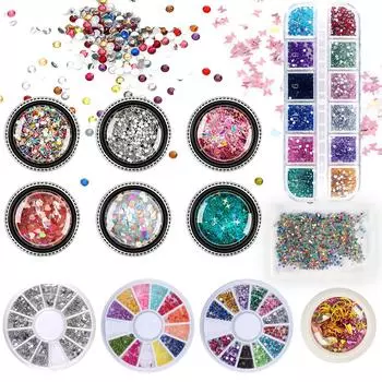 Украшения для дизайна ногтей Стразы для ногтей Маникюрные аксессуары Украшение Флуоресцентные блестки для ногтей Сердце-бабочка Различные формы Красочные