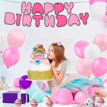 Украшения для дня рождения с героями мультфильмов, 124 шт. принадлежностей для вечеринок с героями мультфильмов и столовых приборов для вечеринок с героями мультфильмов, тарелок для вечеринок с героями мультфильмов и т. д. as the picture розовый