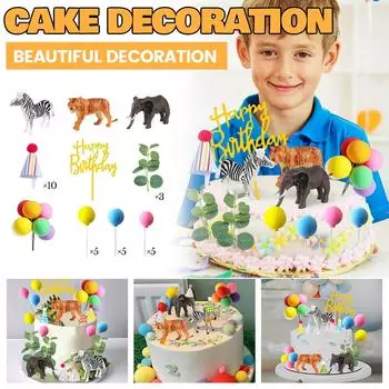 Украшения для дня рождения, шляпы на день рождения, украшения для торта с животными (со шляпами) Подходит для дней рождения, вечеринок One Size