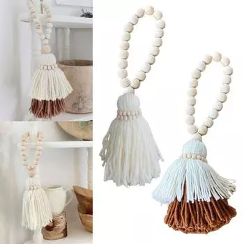 Украшения для дома Бусины ручной работы Хлопковая веревка Кисточки Гирлянды для детской комнаты Дверь спальни Настенные украшения Подвески Подарок белый