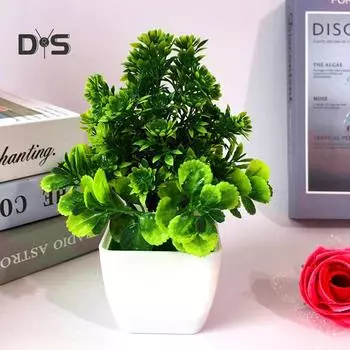 Украшения для дома, искусственный цветок, растение, бонсай в горшке, гостиная, сад, декор стола зелёный
