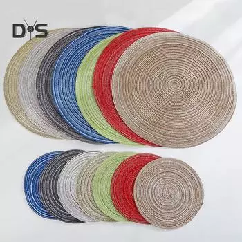 Украшения для дома, лаконичная круглая льняная плетеная подставка под чашку, теплоизолированная миска, тарелка, коврик для столовых приборов S хаки