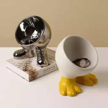 Украшения для дома Поднос для гостиной Тумба под телевизор Тумбочка для стола Бигфут Брелок-органайзер Аксессуары для домашнего декора Декоративные фигурки Size: 17cm*13cm*18cm белый