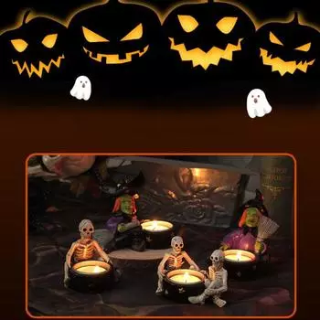 Украшения для дома Подсвечники на Хэллоуин Украшения для рабочего стола Праздничные товары Подсвечники-привидения Реквизит для фотосъемки Изделия из смолы