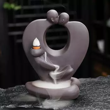 Украшения для дома Сердце Имейте Взаимное Сродство Ручной Работы Водопад Противоток Курильница Фиолетовый Глиняный Держатель Для Благовоний Лотос Кадило