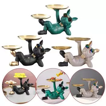 Украшения для дома, украшения для хранения, декор из смолы, статуя собаки для хранения, стол, гостиная, украшения для французского бульдога, скульптура, ремесло, подарок чёрный
