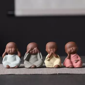 Украшения для домашних животных Zen Tea: Креативный цветочный горшок в виде мини-монаха для автомобиля или чайного столика. Small size
