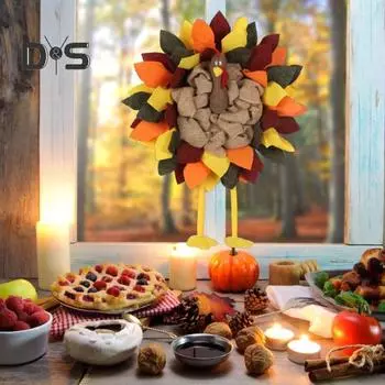 Украшения для двери на День благодарения, декор в виде венка из индейки, осенняя вешалка для двери на День благодарения, деревенская вывеска для входной двери A