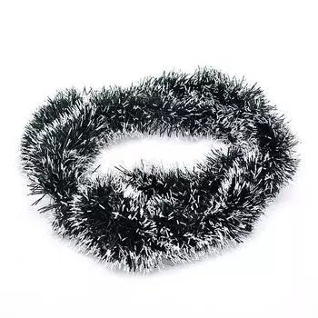 Украшения для елки из шерсти: Разноцветные полоски длиной 2 м и шириной 9 см с гирляндами-цветами темно-зеленого