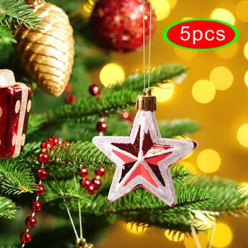 Украшения для елки, Украшения с веревкой, Красивые подвесные подвески, Star 5PCS