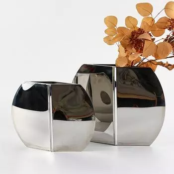 Украшения для гостиной в скандинавском стиле, цветочные композиции, вазы-горшки из нержавеющей стали, легкие роскошные украшения для офисов продаж модельного дома