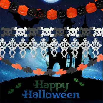 Украшения для Хэллоуина, подвесные гирлянды, флажки, летучая мышь, тыквы, привидения, паук, бумажный баннер, украшения для вечеринки на Хэллоуин Style A