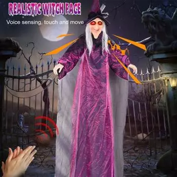 Украшения для Хэллоуина Ведьма Уличная Анимированная Подвесная Ведьма со Звуками И Светом Хэллоуин