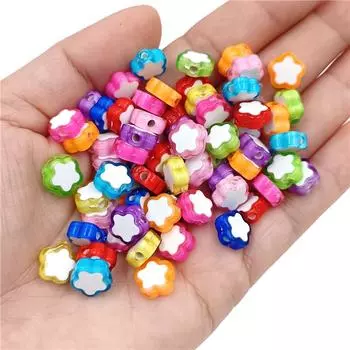 Украшения для изготовления ювелирных изделий своими руками, бусины-разделители в форме цветка, акриловые бусины, бусины для ювелирных изделий, 30 шт./лот, 10 мм, глиняные бусины жёлтый