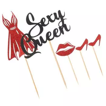 Украшения для кексов на мальчишник Высокие каблуки Забавный выбор Украшения для курочки Малыш 8.2x3.3cm чёрный