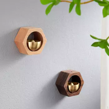 Украшения для колокольчиков, украшения для дверных звонков из цельного дерева, подарок для декора холодильника для владельцев магазинов Hexagon Beech