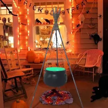 Украшения для котла ведьмы на Хэллоуин, большая банка ведьмы на штативе с подсветкой снаружи