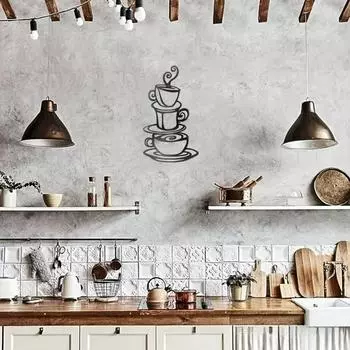 Украшения для кухни с кофе - Декор для кофейного бара 15”X9” - Стильное и очаровательное настенное искусство с кофе для кухни или кофейной станции чёрный