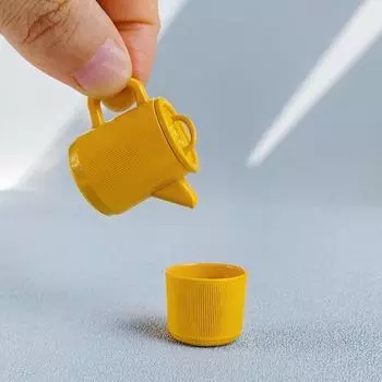 Украшения для кукольного домика, миниатюрный набор чашек для чайника, реалистичное тонкое мастерство, мини-компактный кукольный домик, аксессуары для интерьера светло-розовый