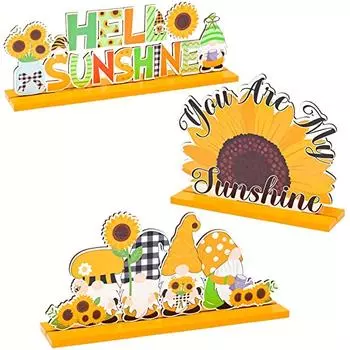 Украшения для летней вечеринки Центральные украшения для стола Летние украшения Украшения для деревянного стола Гномы Тематический многоуровневый декор подноса на лето One Size