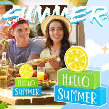 Украшения для летних вечеринок, центральные элементы стола. Летние украшения, украшения для деревянных столов, тематический многоуровневый декор подносов на лето. жёлтый