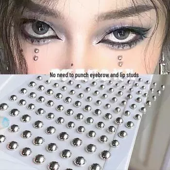 Украшения для лица и тела: Наклейки на брови, губы, нос и ногти для музыкальных фестивалей и не только 165 pieces серебряный