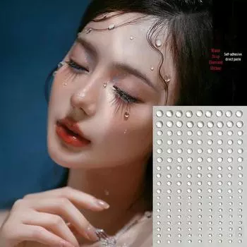 Украшения для лица из жемчуга и страз: Трансграничные наклейки с каплями воды и бриллиантами для украшения глаз и макияжа 162 pieces чёрный