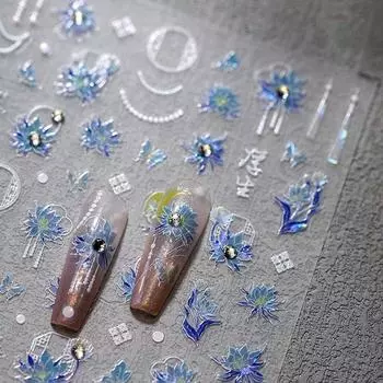 Украшения для маникюра Цветочные наклейки для ногтей Стразы Цветочные украшения для ногтей Вечеринка белый