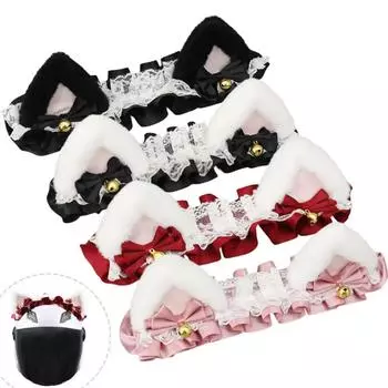 Украшения для мотоциклетного шлема с кружевной лентой, милые мягкие плюшевые ушки, украшения для мотокросса, наклейка на полнолицевой внедорожный шлем