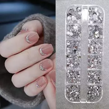 Украшения для ногтей 12-сетчатый плоский нижний бриллиантовый стразы маленький плоский нижний круглый бриллиант маленький круглый бриллиант супер-вспышка для ногтей бриллиант