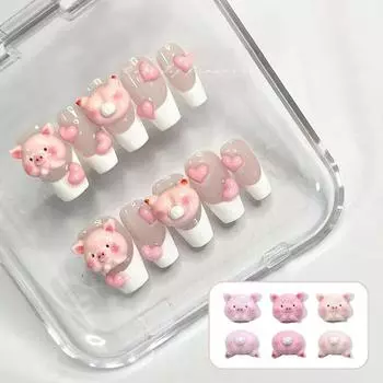 Украшения для ногтей, Чистые знаменитости, Аксессуары для милых мультяшных поросят, Девичье сердце, Свиная попа, Трехмерные аксессуары для ногтей из смолы