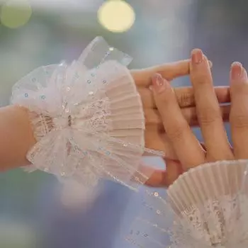 Украшения для ногтей для дизайна ногтей, кружевные накладные плиссированные манжеты, реквизит для фотосъемки, накладные рукава, аксессуары для ногтей, подвески