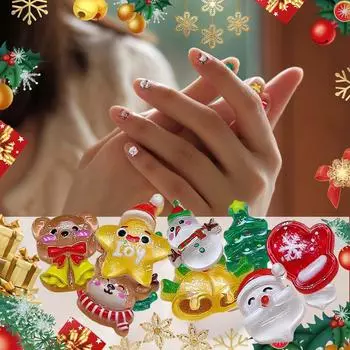 Украшения для ногтей из смолы желе Fine Flash мультфильм лось снеговик сверло для ногтей One Size