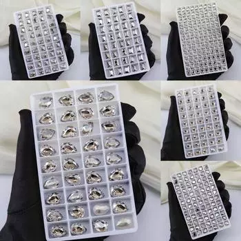 Украшения для ногтей K9, прозрачные серые, черные бриллианты, специальная форма, заостренный низ, бриллиант, вспышка, изогнутое сердце, длинный, прямой угол, ноготь
