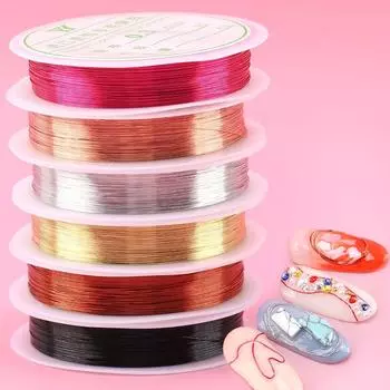 Украшения для ногтей Покрытие из медной проволоки Инструмент для дизайна ногтей своими руками Золото Серебро 3D Типсы Украшения для ногтей Украшения для маникюра 0.2mm*25m