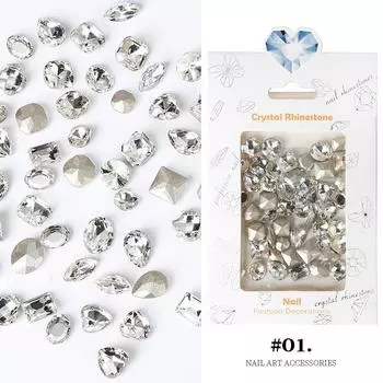 Украшения для ногтей с бриллиантами K9 Diamond, алмазное кривое сердце, сверло-топор с 50-ю заостренными кончиками, алмазное украшение для ногтей с бриллиантами, алмазное украшение особой формы, смешанный бриллиант