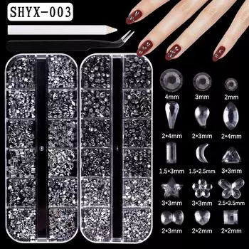 Украшения для ногтей с плоским дном специальной формы, цветные, акриловые, золотые, серебряные, прозрачные, желейные, с бриллиантами, набор украшений