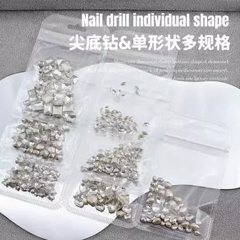 Украшения для ногтей, смешанные прозрачные, с заостренным дном, бриллиантовые вспышки, большие изогнутые сердечки, бабочки, белые бриллиантовые украшения для ногтей 100 pieces in a small bag