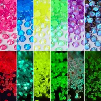 Украшения для ногтей Светящийся протеин с плоским дном Алмазный стеклянный кристалл Наклейка Алмазный DIY Украшения для ногтей Алмазные аксессуары для ногтей Алмаз SS6/2.0-2 1mm1440 pcs