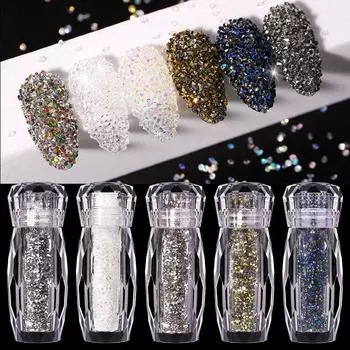 Украшения для ногтей Symphony Elf Beads Nail Sticky Diamond Transparent Ab Microbeads Double Tip Microdiamond Bottled Gravel