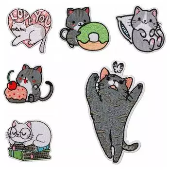 Украшения для одежды Значки Джинсы Нашивки с изображением кота Нашивки с изображением кота Аппликации с изображением кота 3