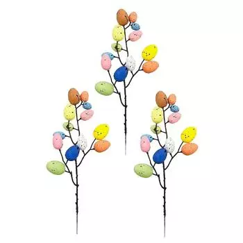 Украшения для пасхальных яиц, 3 шт. искусственная ветка, букет искусственных цветов для праздника своими руками, ваза, дом, декор, часть 3pcs