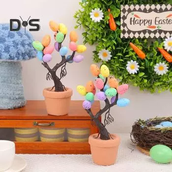 Украшения для пасхальных яиц, искусственные пасхальные яйца, кашпо для деревьев, маленькие пенопластовые пятнистые яйца, настольные фигурки для весенней пасхальной вечеринки, домашний декор разноцветный