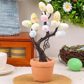 Украшения для пасхальных яиц, искусственные пасхальные яйца, кашпо для деревьев, маленькие пенопластовые пятнистые яйца, настольные фигурки для весенней пасхальной вечеринки, домашний декор