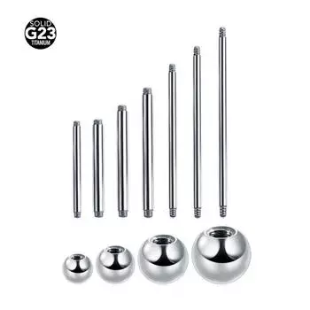 Украшения для пирсинга из титанового сплава G23: Внешняя резьба. Прямые серьги-гвоздики для губ, языка, бровей, ушей. 1.2*12mm M1.2