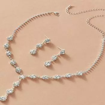 Украшения для платья, серьги-гвоздики, комплект ожерелий, женские длинные серьги со стразами, универсальные свадебные аксессуары